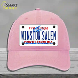 Winston Salem North Carolina Novelty License Plate Hat Unconstructed Cotton / Pink