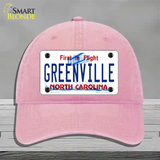 Greenville North Carolina Novelty License Plate Hat Unconstructed Cotton / Pink