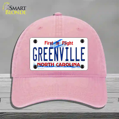 Greenville North Carolina Novelty License Plate Hat Unconstructed Cotton / Pink