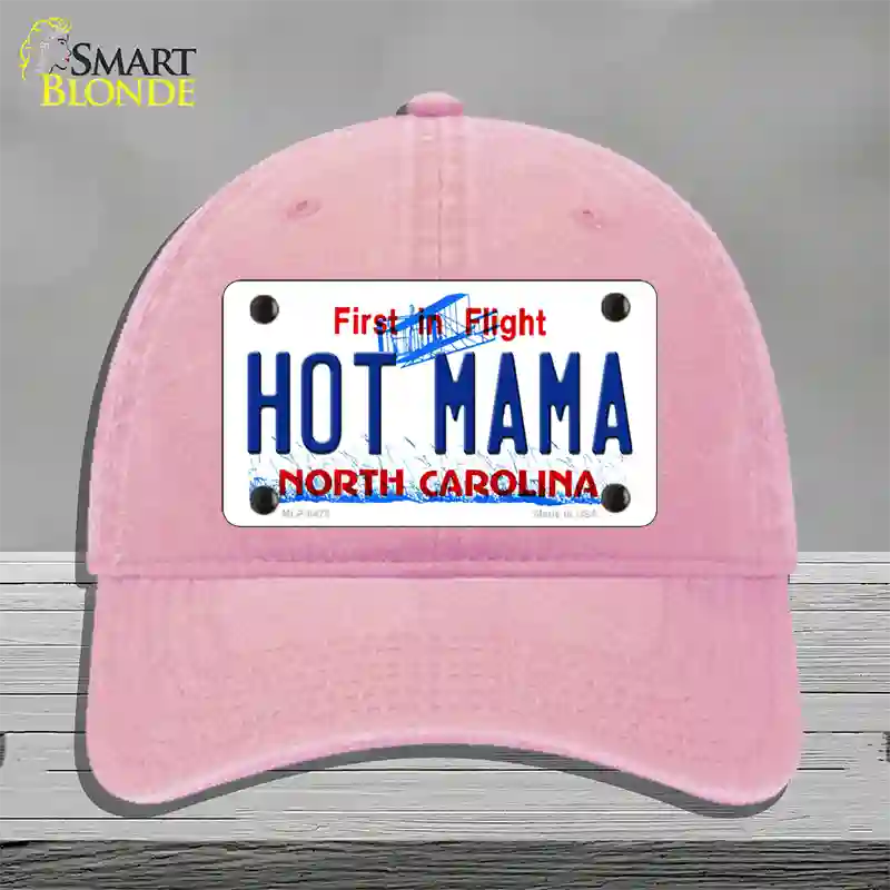 Hot Mama North Carolina Novelty License Plate Hat Unconstructed Cotton / Pink