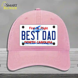 Best Dad North Carolina Novelty License Plate Hat Unconstructed Cotton / Pink