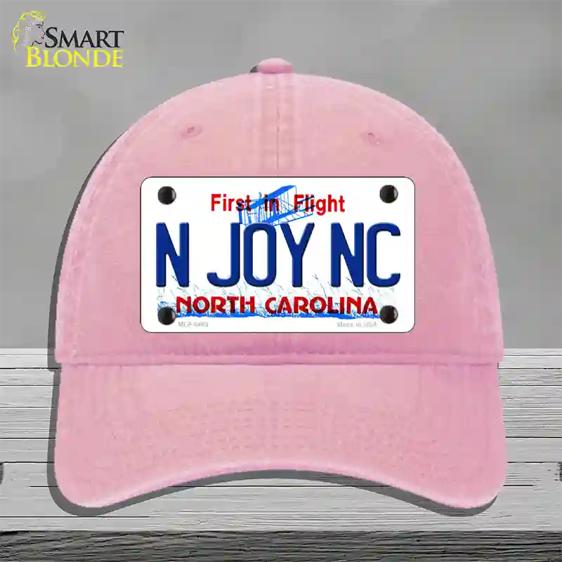 N Joy North Carolina Novelty License Plate Hat Unconstructed Cotton / Pink