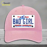 Bad Girl North Carolina Novelty License Plate Hat Unconstructed Cotton / Pink