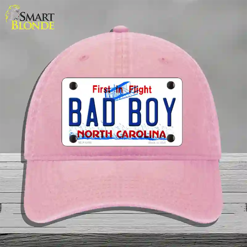 Bad Boy North Carolina Novelty License Plate Hat Unconstructed Cotton / Pink