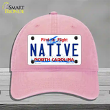 Native North Carolina Novelty License Plate Hat Unconstructed Cotton / Pink