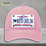 I Love North Carolina Novelty License Plate Hat Unconstructed Cotton / Pink