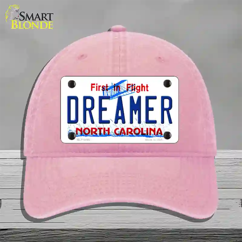 Dreamer North Carolina Novelty License Plate Hat Unconstructed Cotton / Pink