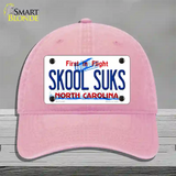 Skool Suks North Carolina Novelty License Plate Hat Unconstructed Cotton / Pink