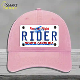 Rider North Carolina Novelty License Plate Hat Unconstructed Cotton / Pink