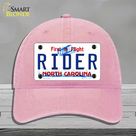 Rider North Carolina Novelty License Plate Hat Unconstructed Cotton / Pink