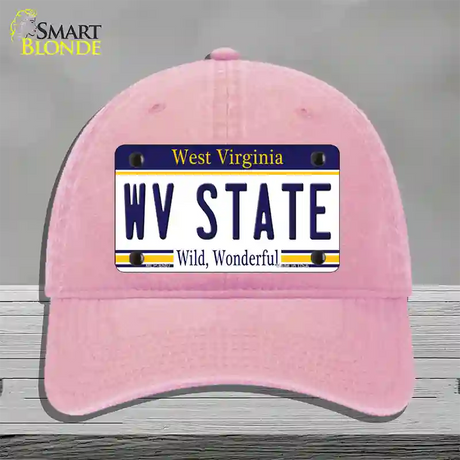 West Virginia State Novelty License Plate Hat Unconstructed Cotton / Pink