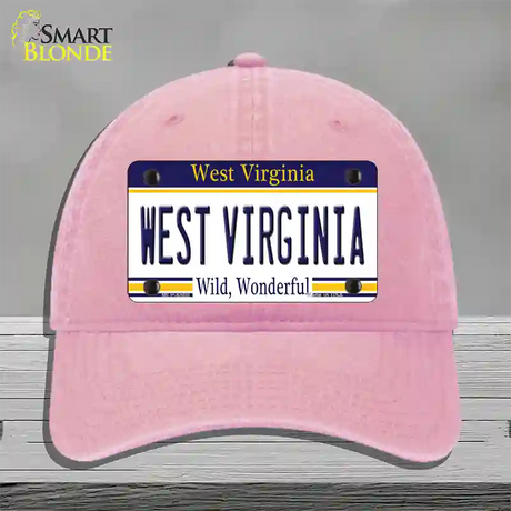 West Virginia Novelty License Plate Hat Unconstructed Cotton / Pink