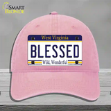 Blessed West Virginia Novelty License Plate Hat Unconstructed Cotton / Pink