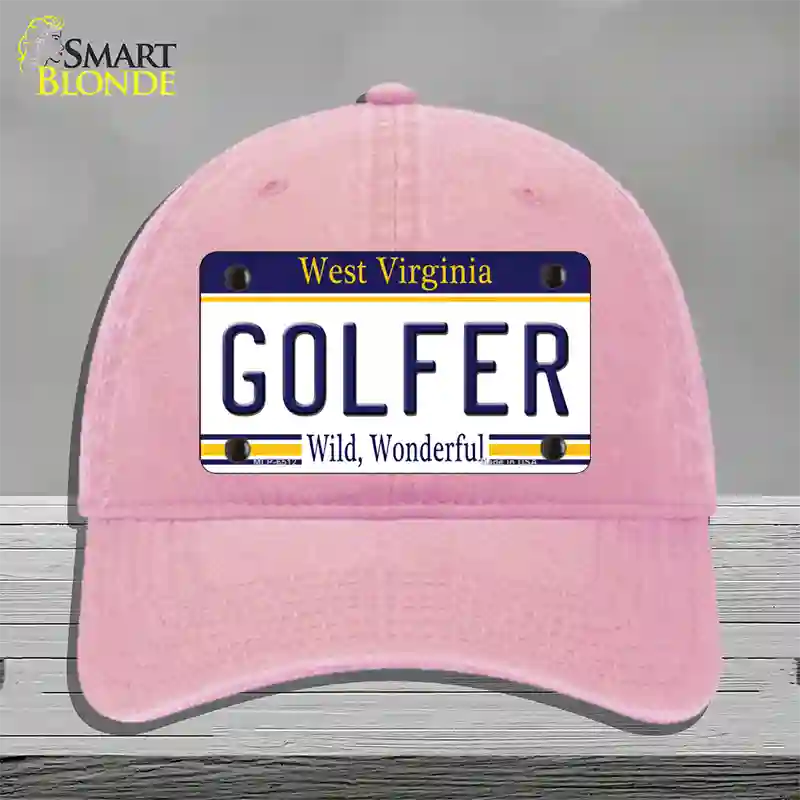 Golfer West Virginia Novelty License Plate Hat Unconstructed Cotton / Pink