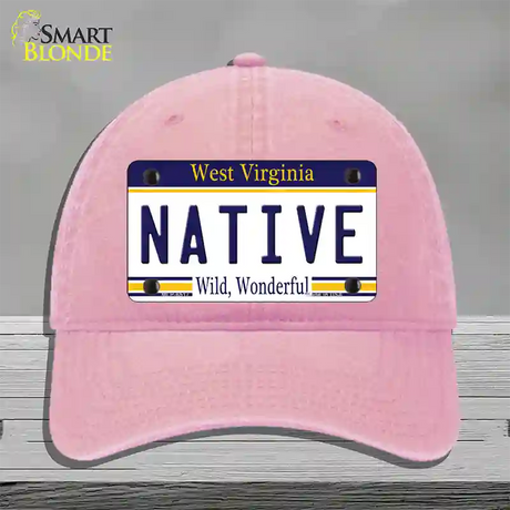 Native West Virginia Novelty License Plate Hat Unconstructed Cotton / Pink