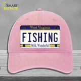 Fishing West Virginia Novelty License Plate Hat Unconstructed Cotton / Pink