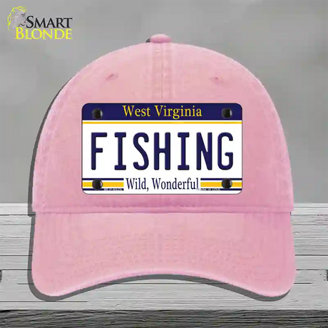 Fishing West Virginia Novelty License Plate Hat Unconstructed Cotton / Pink