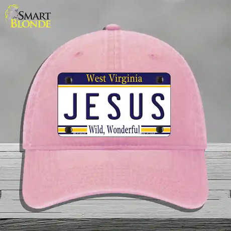 Jesus West Virginia Novelty License Plate Hat Unconstructed Cotton / Pink