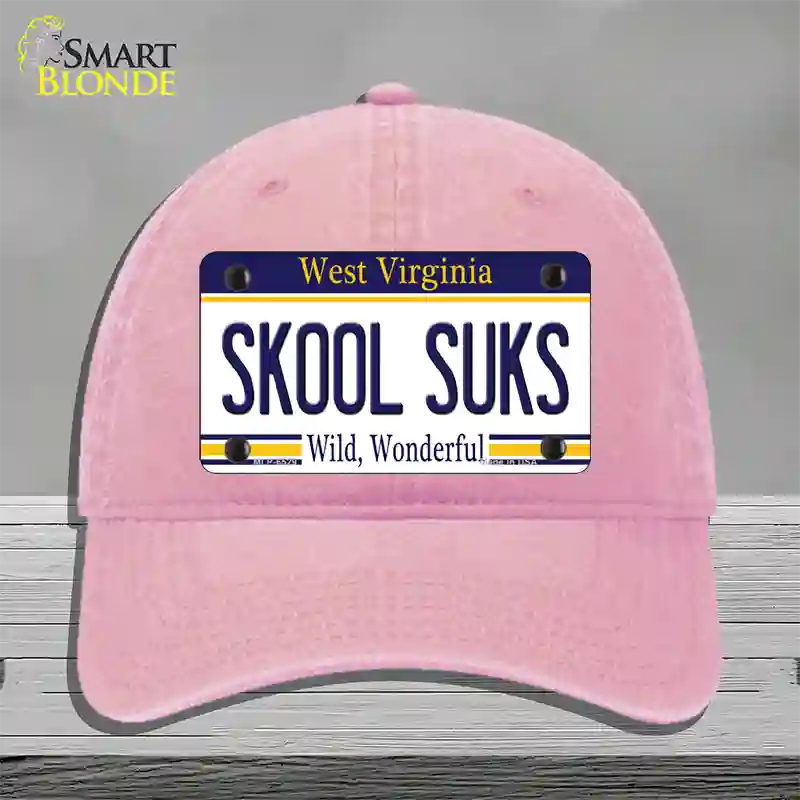 Skool Suks West Virginia Novelty License Plate Hat Unconstructed Cotton / Pink