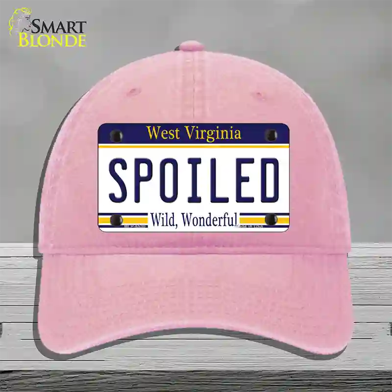 Spoiled West Virginia Novelty License Plate Hat Unconstructed Cotton / Pink