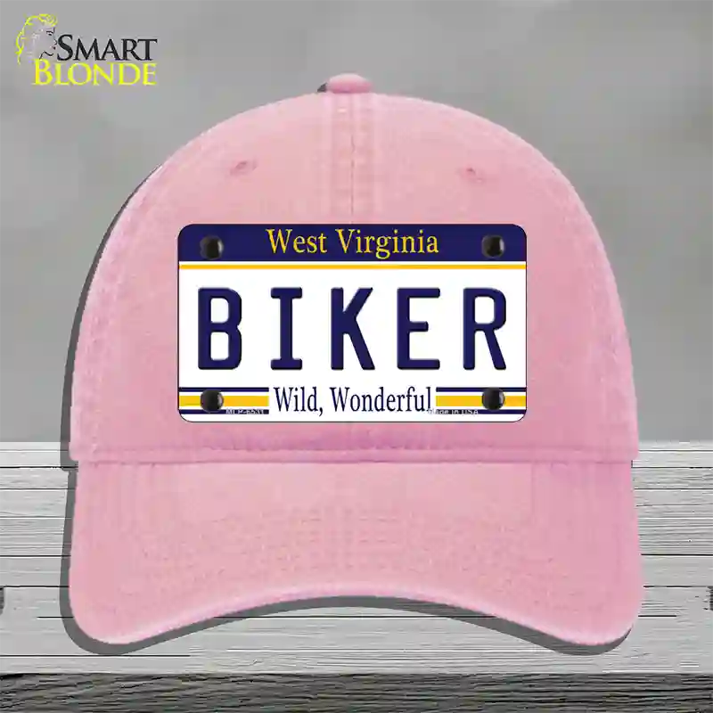 Biker West Virginia Novelty License Plate Hat Unconstructed Cotton / Pink