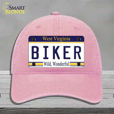 Biker West Virginia Novelty License Plate Hat Unconstructed Cotton / Pink