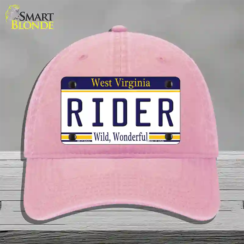 Rider West Virginia Novelty License Plate Hat Unconstructed Cotton / Pink