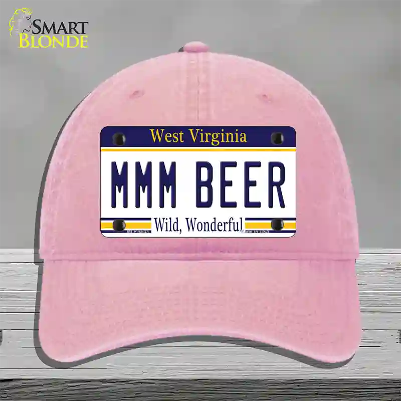 MMM Beer West Virginia Novelty License Plate Hat Tag Unconstructed Cotton / Pink