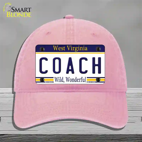 Coach West Virginia Novelty License Plate Hat Unconstructed Cotton / Pink