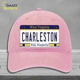 Charleston West Virginia Novelty License Plate Hat Unconstructed Cotton / Pink