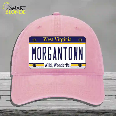 Morgantown West Virginia Novelty License Plate Hat Unconstructed Cotton / Pink