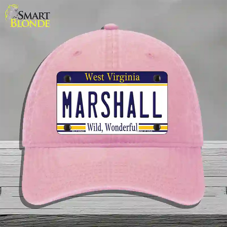 Marshall West Virginia Novelty License Plate Hat Unconstructed Cotton / Pink