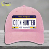 Coon Hunter West Virginia Novelty License Plate Hat Unconstructed Cotton / Pink