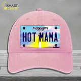 Hot Mama Mississippi Novelty License Plate Hat Unconstructed Cotton / Pink