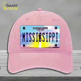 Mississippi Novelty License Plate Hat Unconstructed Cotton / Pink