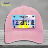 Mississippi State Novelty License Plate Hat Unconstructed Cotton / Pink