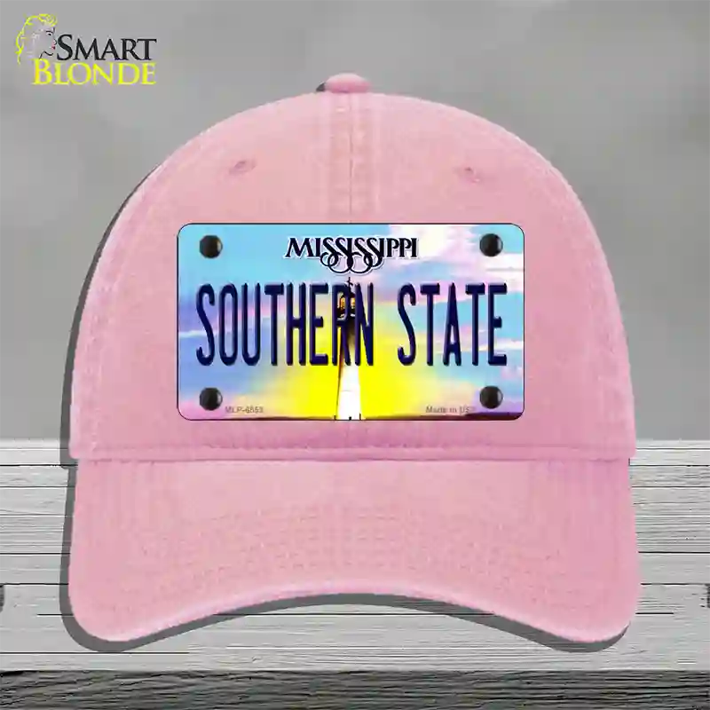 Southern State Mississippi Novelty License Plate Hat Unconstructed Cotton / Pink