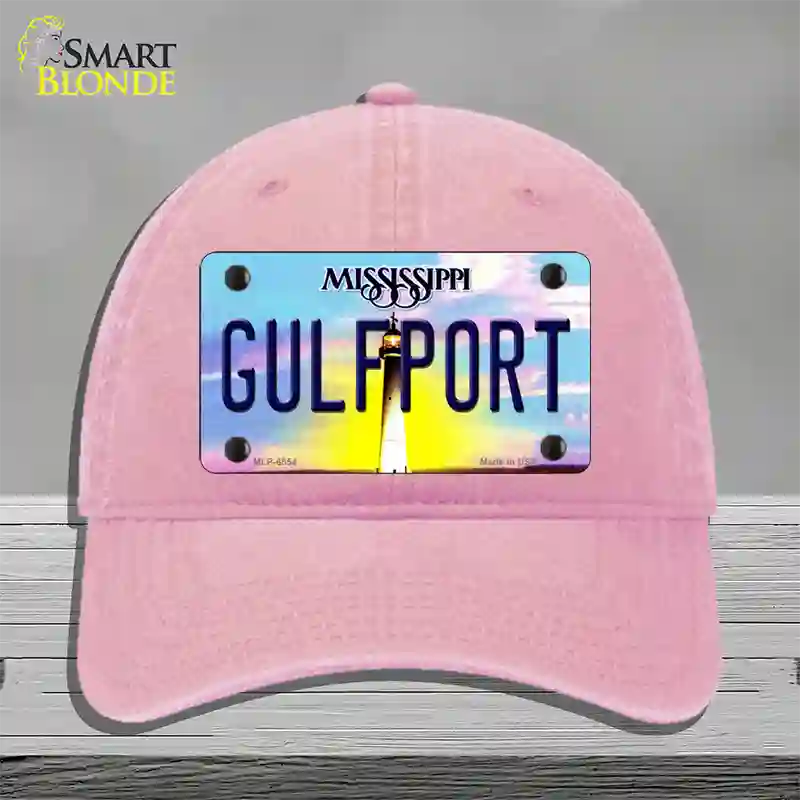 Gulfport Mississippi Novelty License Plate Hat Unconstructed Cotton / Pink