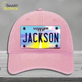 Jackson Mississippi Novelty License Plate Hat Unconstructed Cotton / Pink