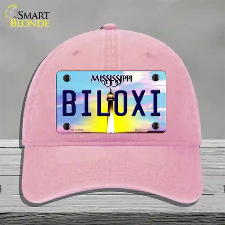 Biloxi Mississippi Novelty License Plate Hat Unconstructed Cotton / Pink