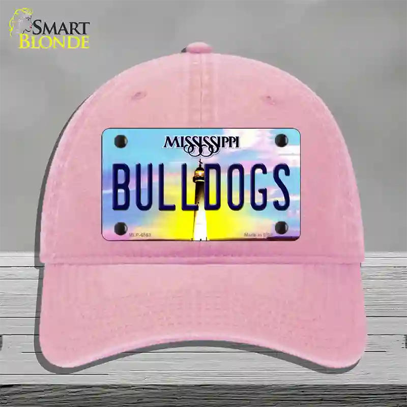 Bulldogs Mississippi Novelty License Plate Hat Unconstructed Cotton / Pink