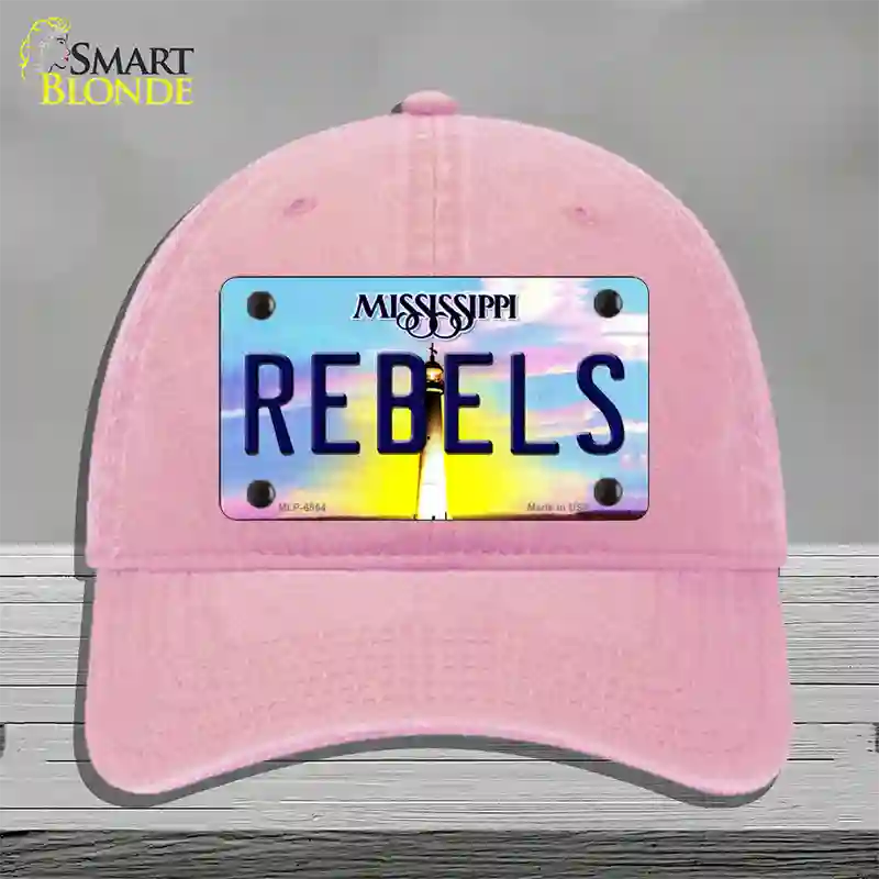 Rebels Mississippi Novelty License Plate Hat Unconstructed Cotton / Pink