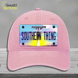 Southern Thing Mississippi Novelty License Plate Hat Unconstructed Cotton / Pink