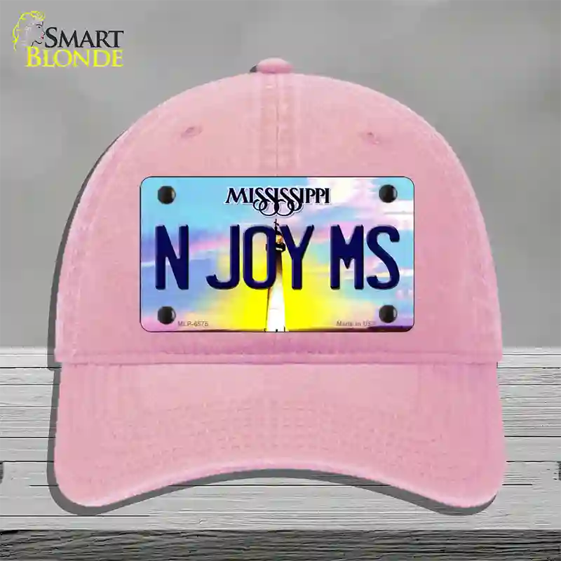 N Joy Mississippi Novelty License Plate Hat Unconstructed Cotton / Pink