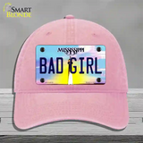 Bad Girl Mississippi Novelty License Plate Hat Unconstructed Cotton / Pink