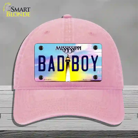 Bad Boy Mississippi Novelty License Plate Hat Unconstructed Cotton / Pink