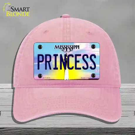 Princess Mississippi Novelty License Plate Hat Unconstructed Cotton / Pink