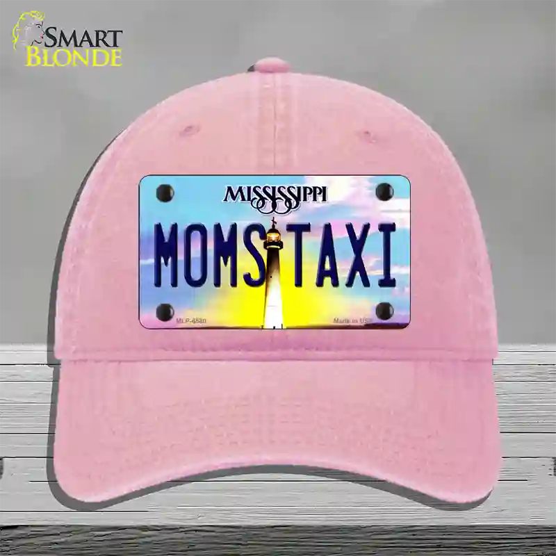 Moms Taxi Mississippi Novelty License Plate Hat Unconstructed Cotton / Pink