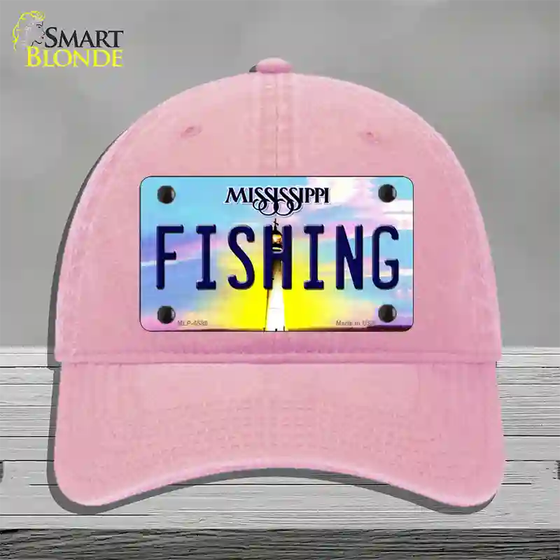 Fishing Mississippi Novelty License Plate Hat Unconstructed Cotton / Pink