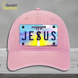 Jesus Mississippi Novelty License Plate Hat Unconstructed Cotton / Pink